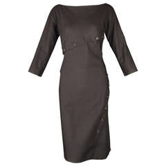 2007 Alexander McQueen Black Wool Button Dress-NEW ITEM