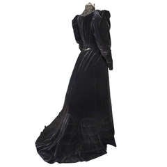Antique c.1904 Couture Velvet & Lace Visiting Gown
