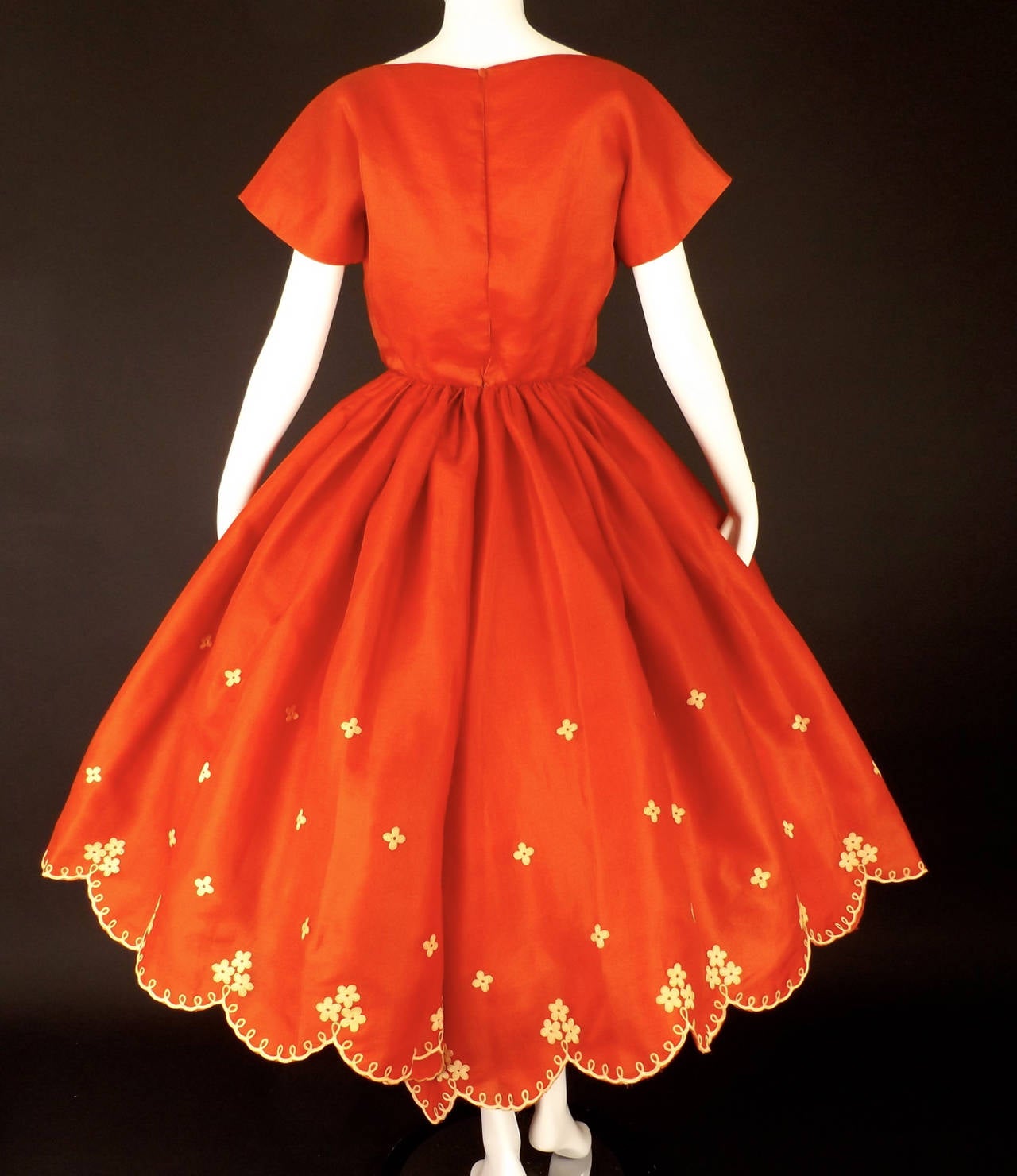 Women's 1960s Nina Ricci Red Silk Gazar Dress