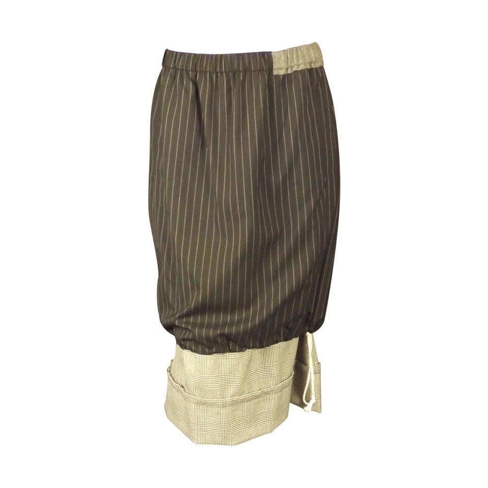 2008 Comme Des Garcons Wool Pinstripe & Plaid Skirt