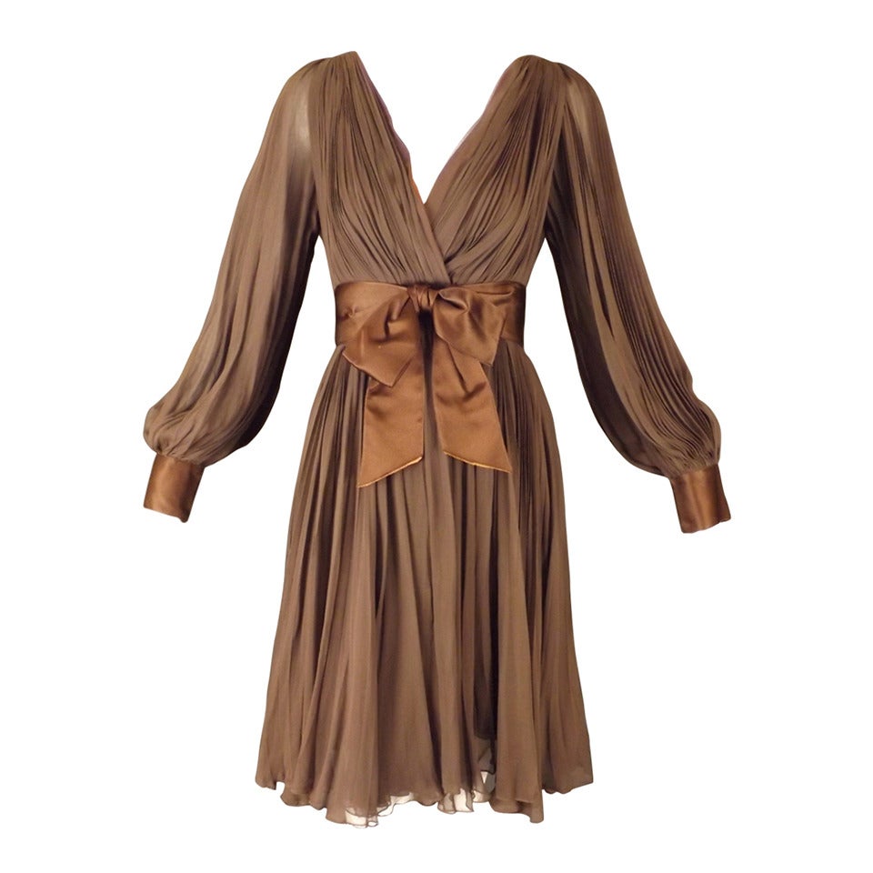 1960s Sarmi Chiffon Accordion Pleat Dress