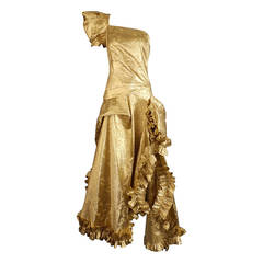 1980s Gold Lame Christian Lacroix Ball Gown