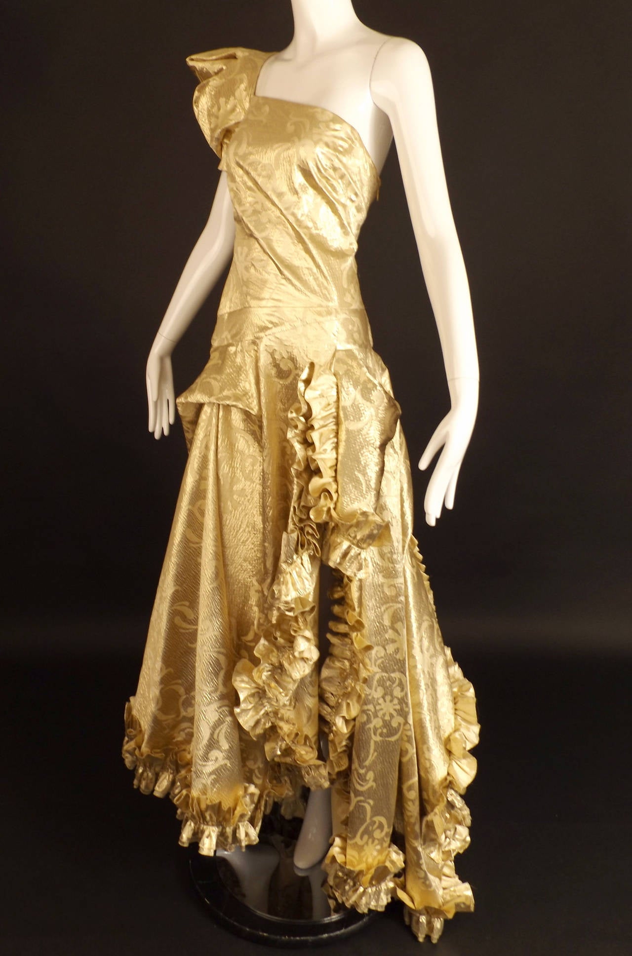 Women's 1980s Gold Lame Christian Lacroix Ball Gown