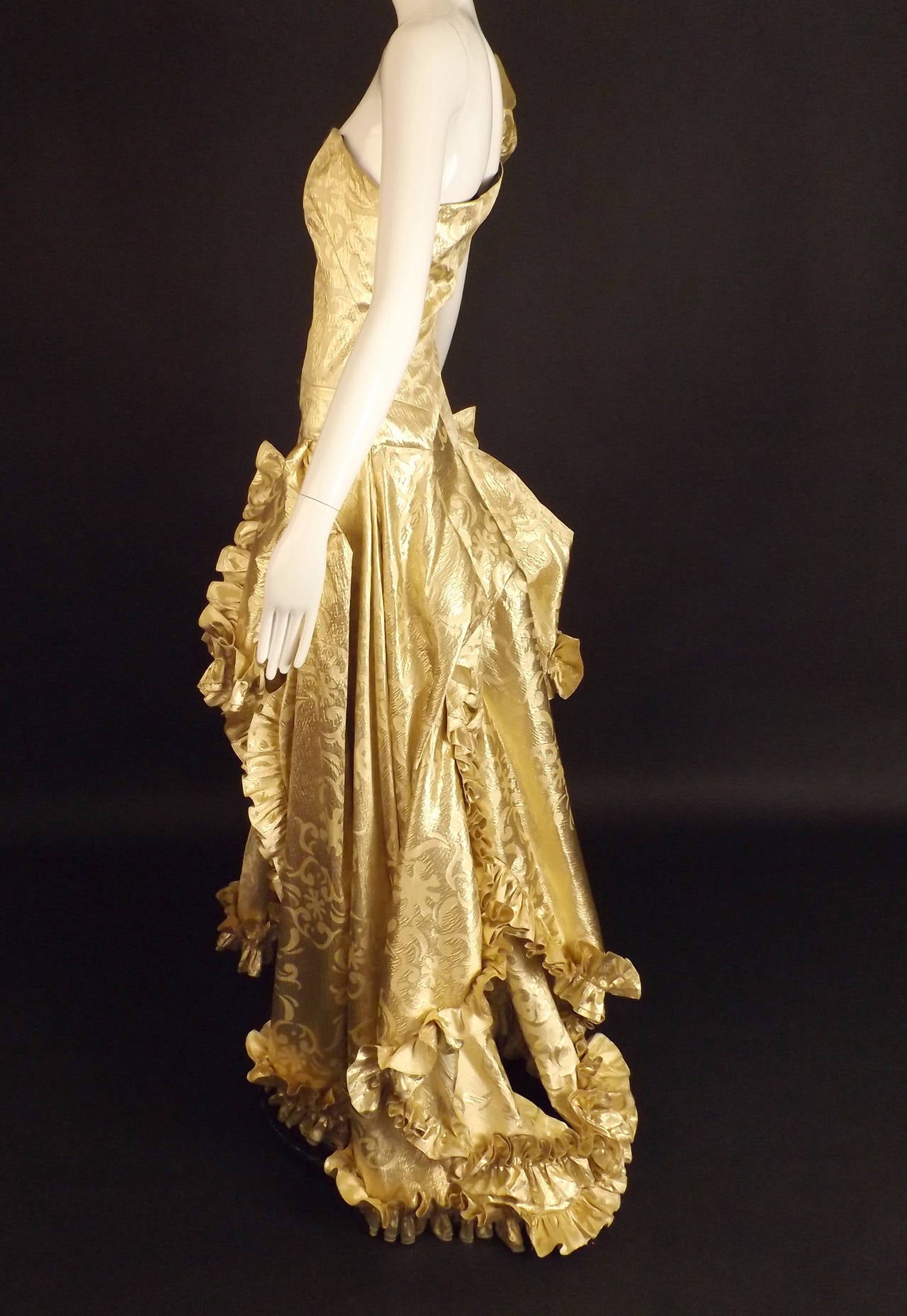 1980s Gold Lame Christian Lacroix Ball Gown 1