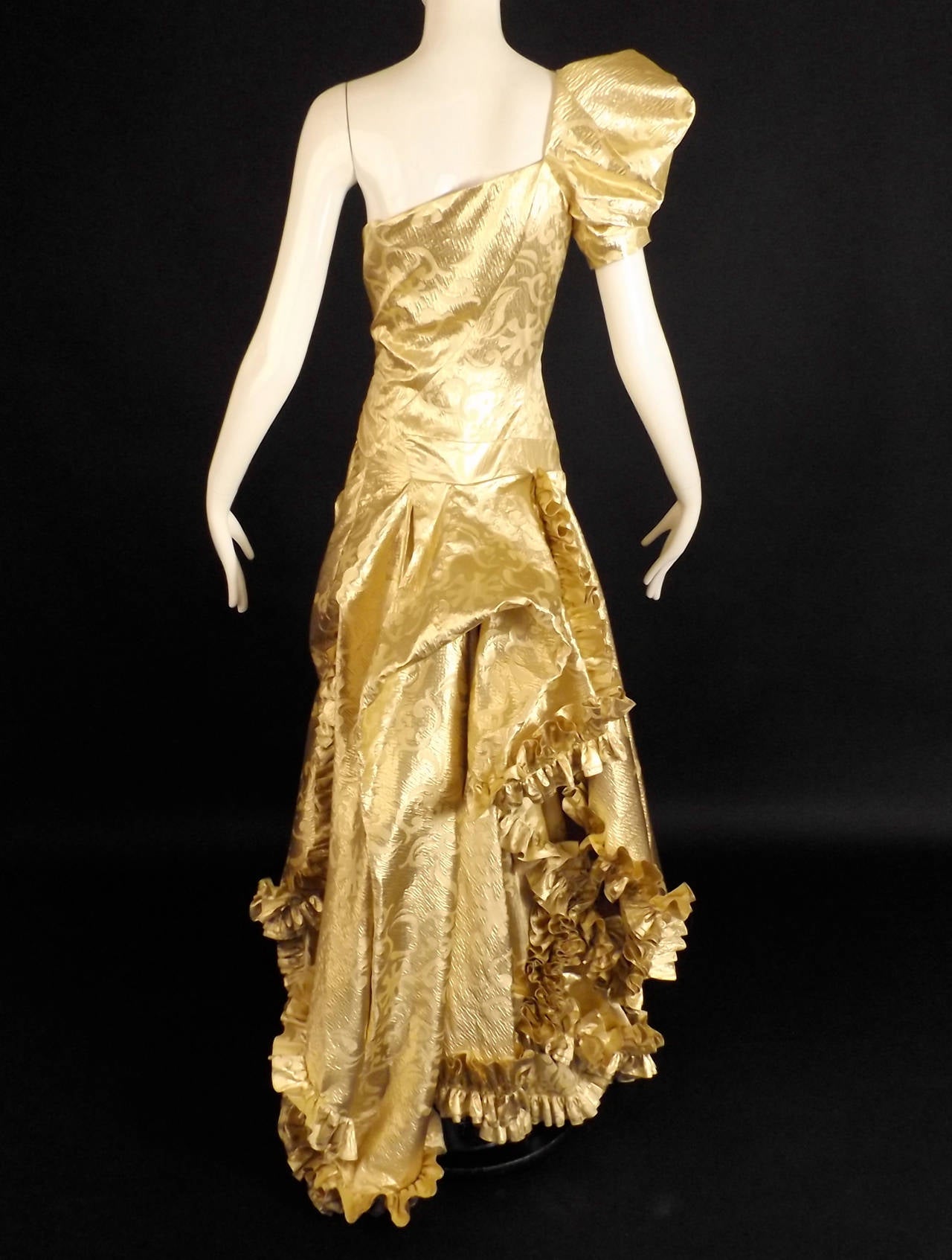 1980s Gold Lame Christian Lacroix Ball Gown 2