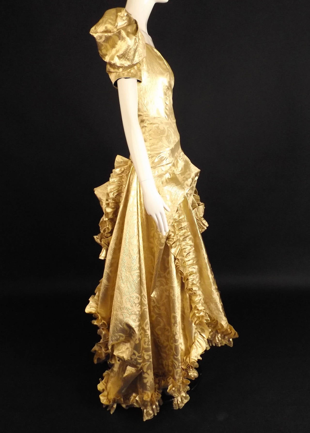 1980s Gold Lame Christian Lacroix Ball Gown 3