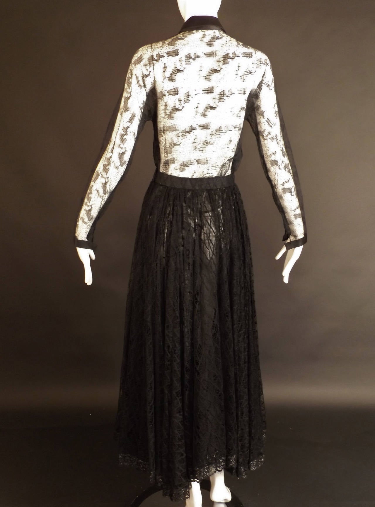 1990s Black Lace Geoffrey Beene 2pc Dress 1