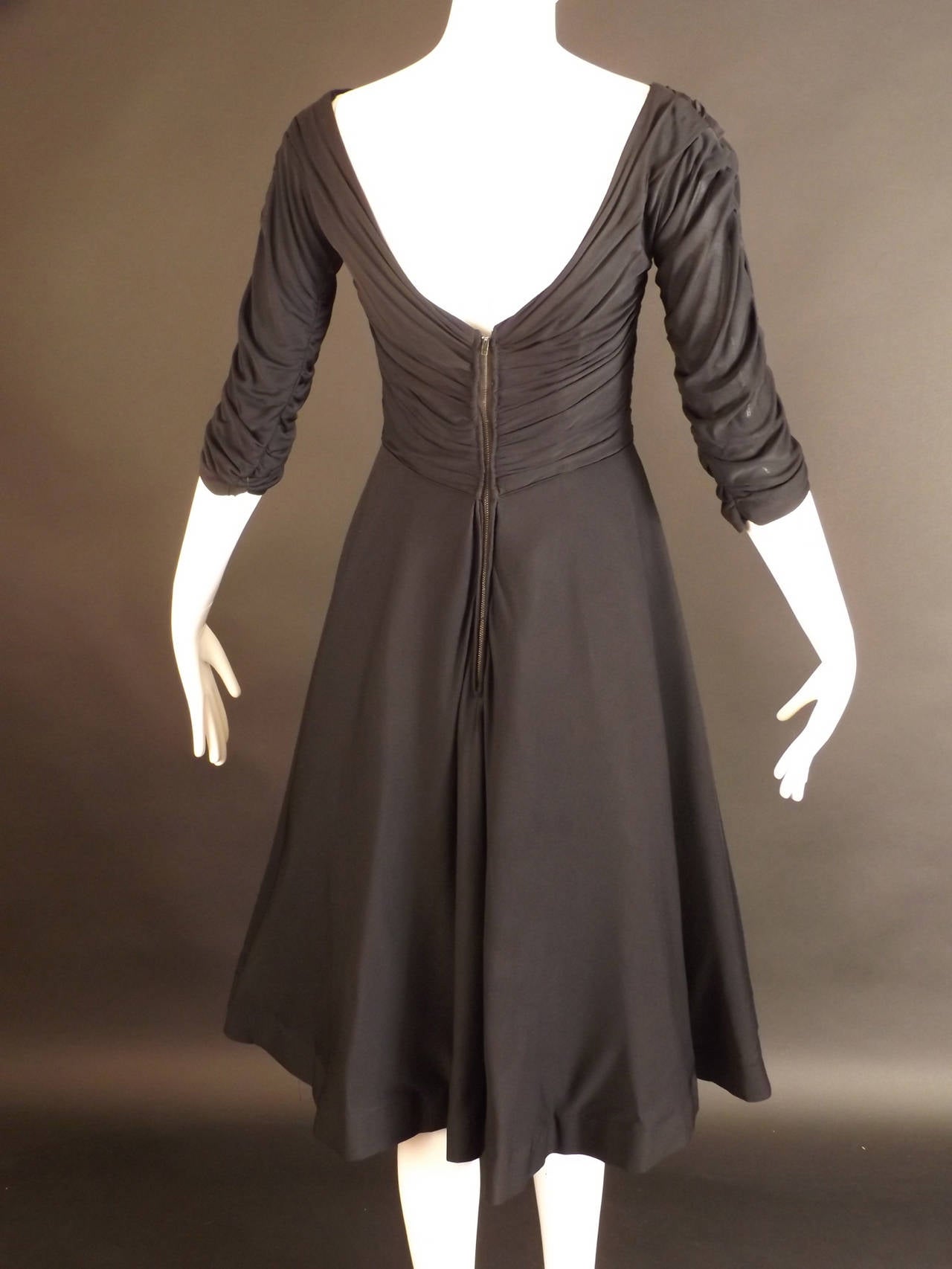 Women's CEIL CHAPMAN-1950s Black Silk Jersey Dress