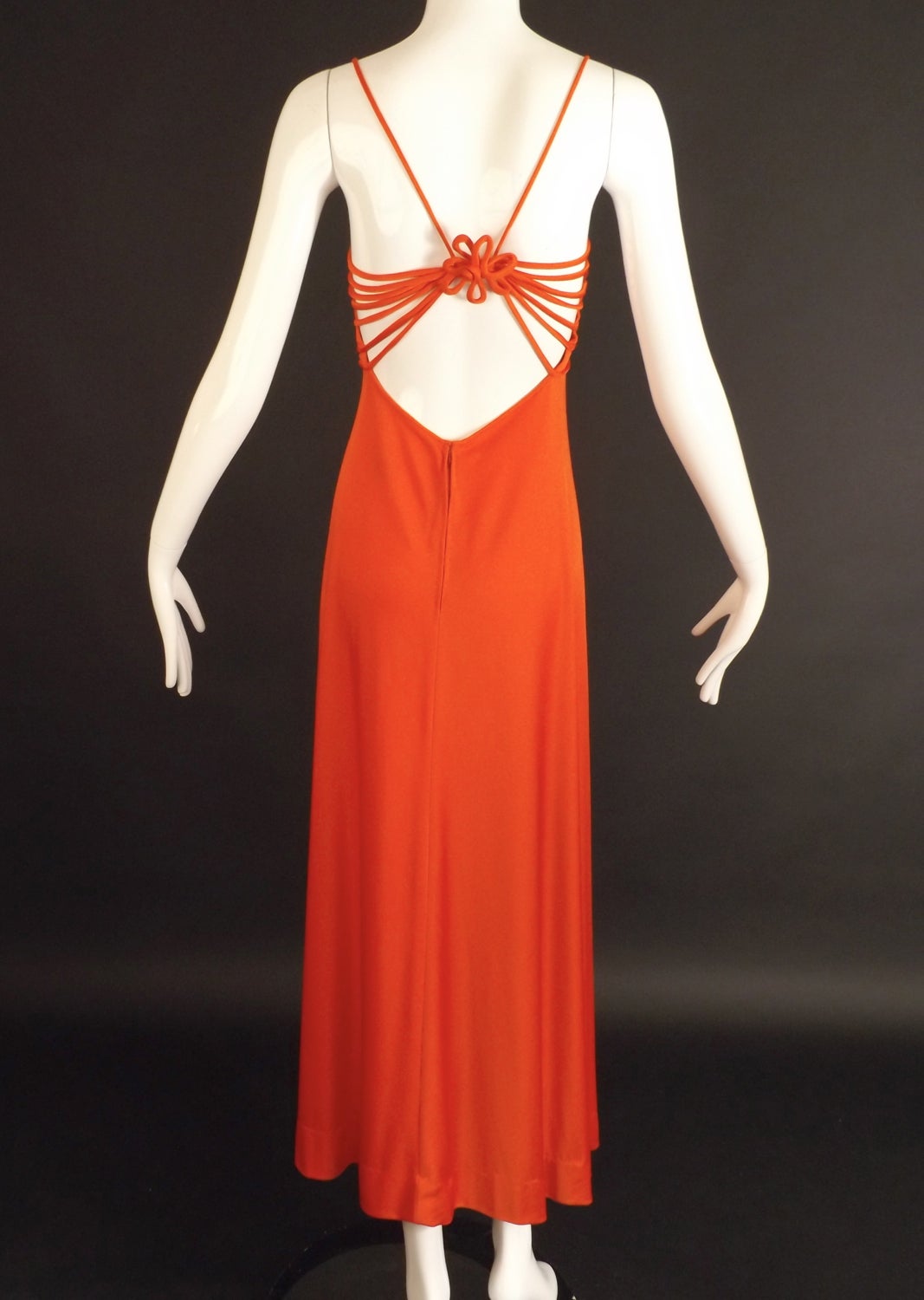 1970s Orange Knit Loris Azarro Maxi Dress 1