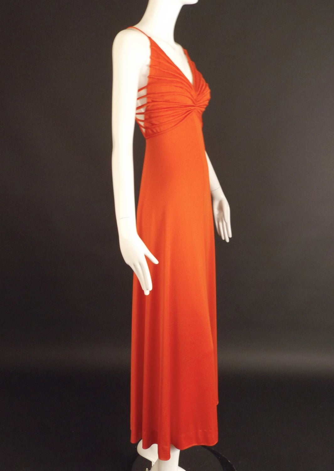 1970s Orange Knit Loris Azarro Maxi Dress In Excellent Condition In Dallas, TX