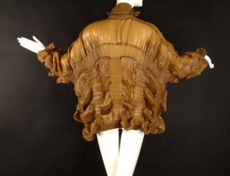 Women's or Men's Issey Miyake Gold Metallic Crinkle Pleat Jacket