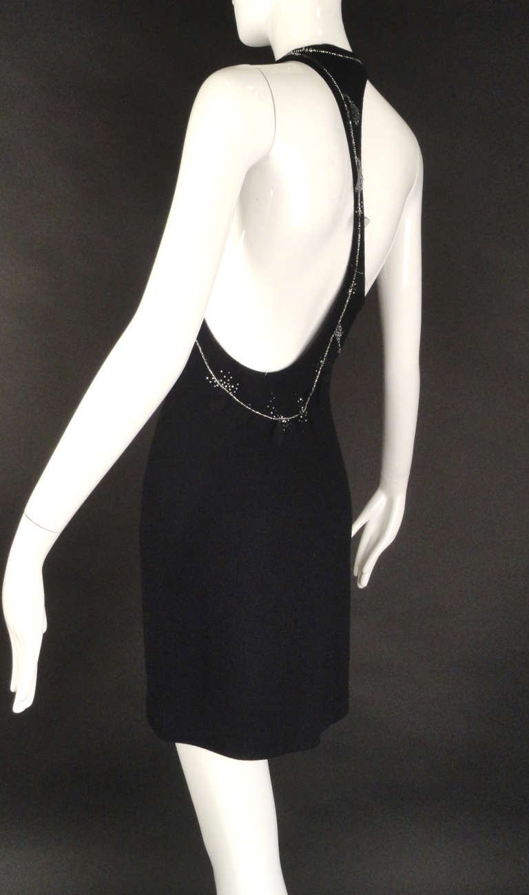 Women's 1990s Geoffrey Beene Beaded Wool Sweater Knit Dress