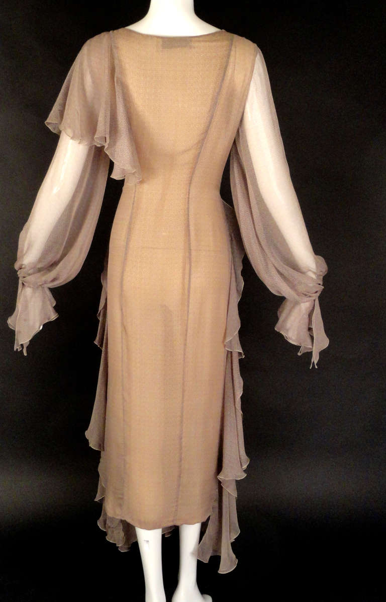 1990s Christian Dior Silk Chiffon Evening Dress 1