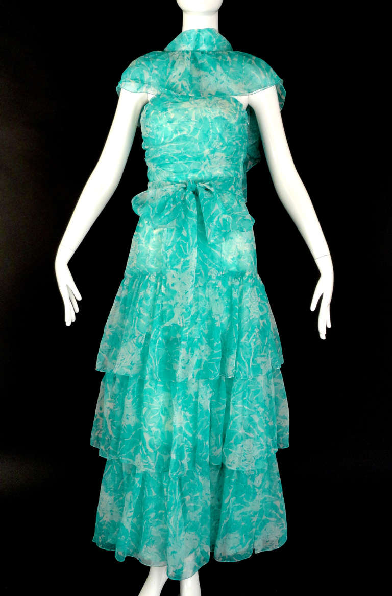 1990s Guy Laroche Silk Organza Gown 1