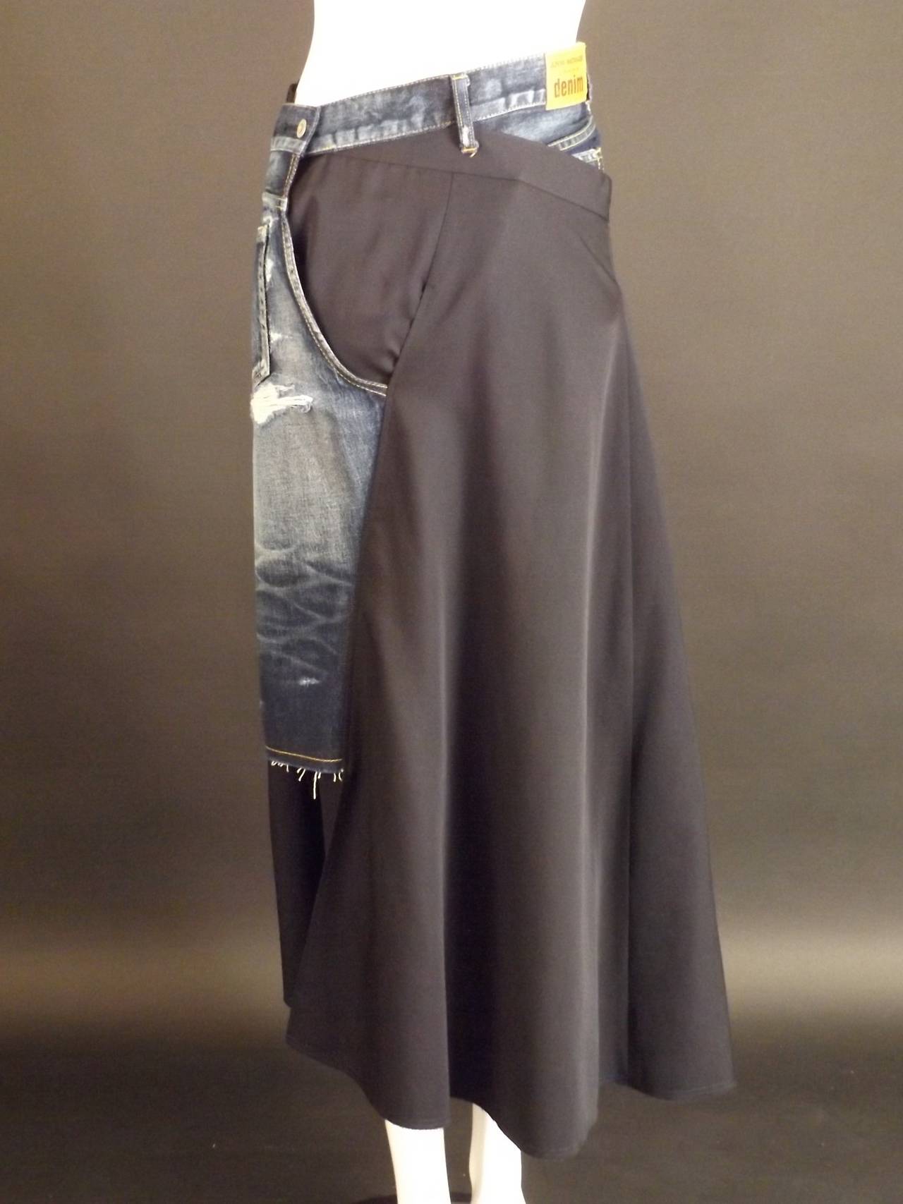 Women's 2014 Junya Watanabe Denim & Crepe Wrap Skirt