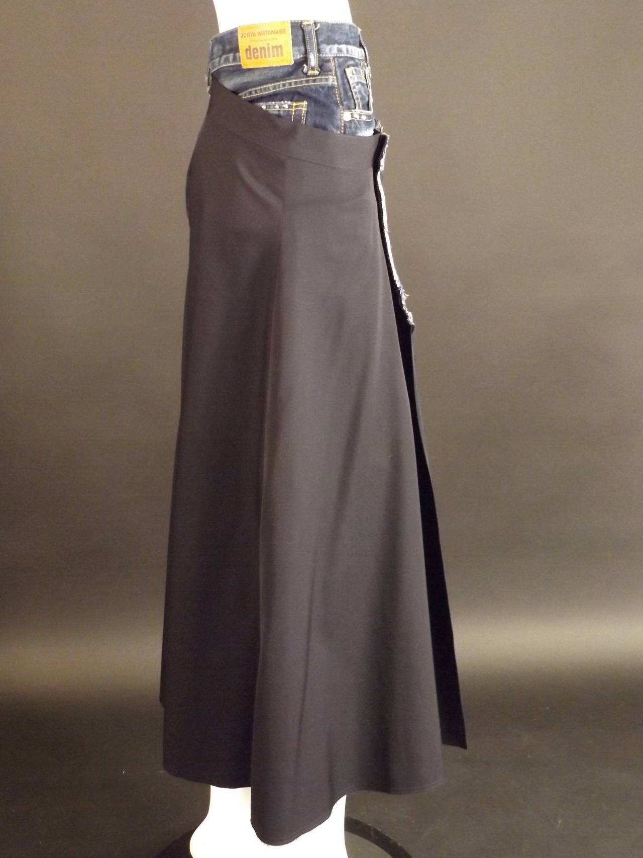 2014 Junya Watanabe Denim & Crepe Wrap Skirt 1