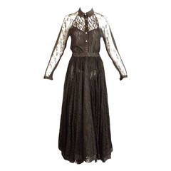 Vintage 1990s Black Lace Geoffrey Beene 2pc Dress