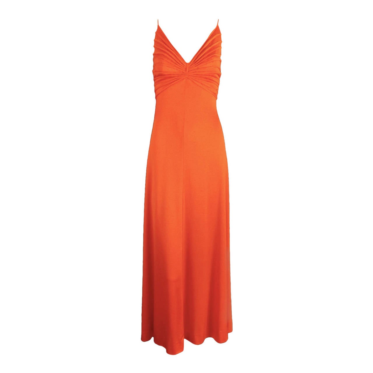 1970s Orange Knit Loris Azarro Maxi Dress