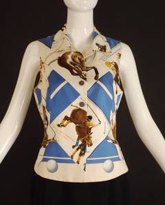 1990s Hermes Silk Twill Sleeveless Blouse