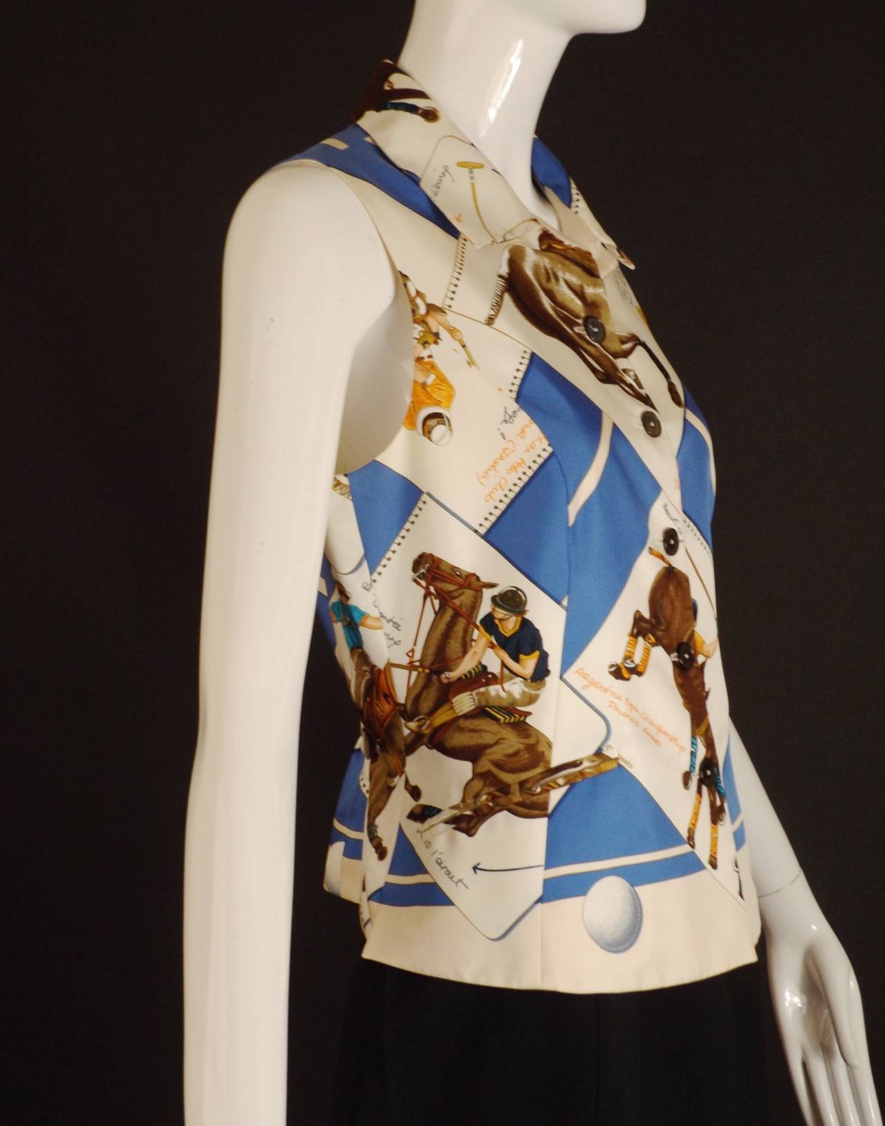 1990s Hermes Silk Twill Sleeveless Blouse In Excellent Condition In Dallas, TX