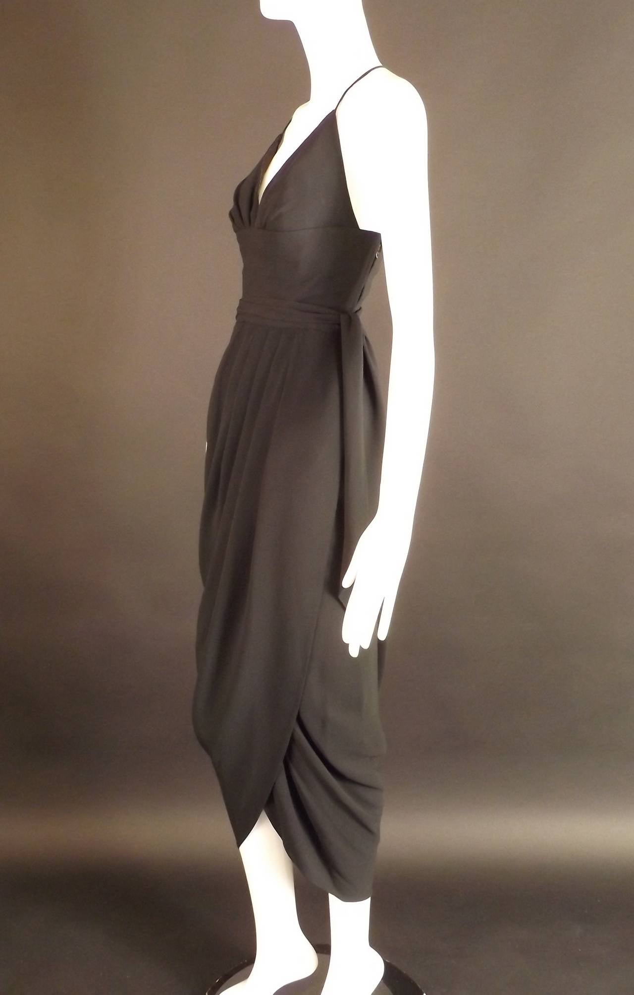 1970s Norman Norell Black Crepe Dress In Excellent Condition In Dallas, TX