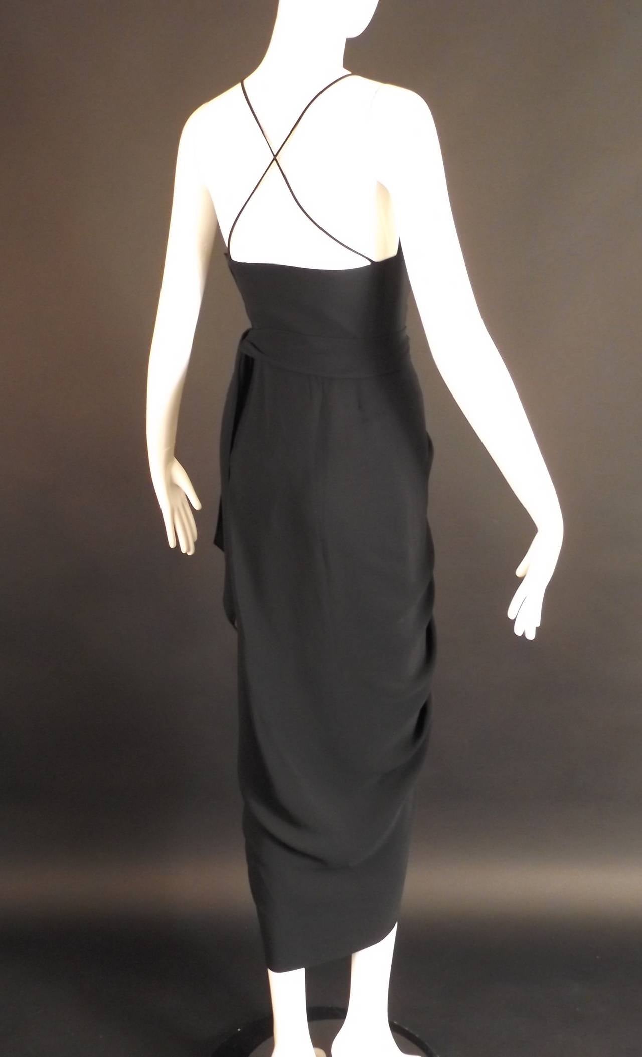 Women's 1970s Norman Norell Black Crepe Dress