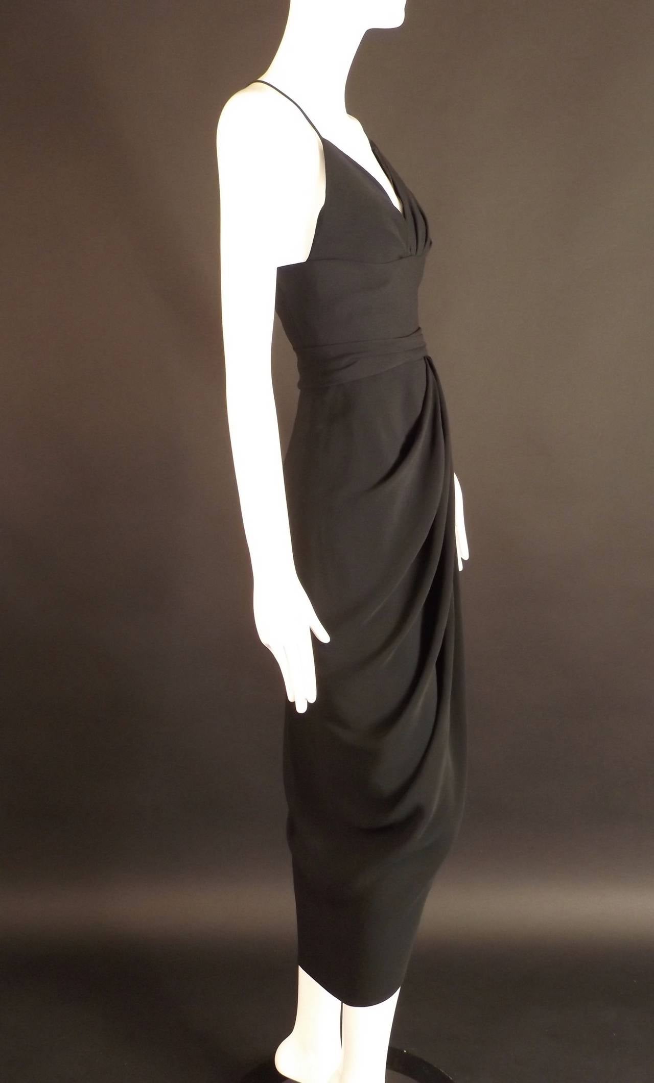 1970s Norman Norell Black Crepe Dress 2