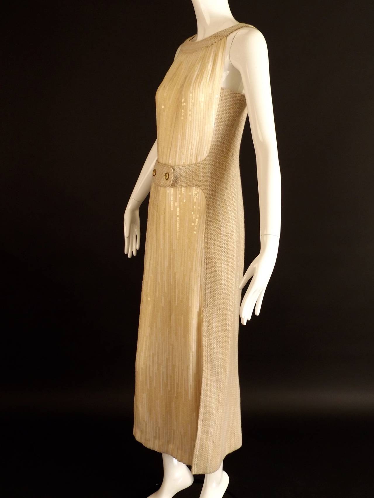 Women's CHANEL-Fall 2001 Wool & Sequin Runway Evening Gown For Sale