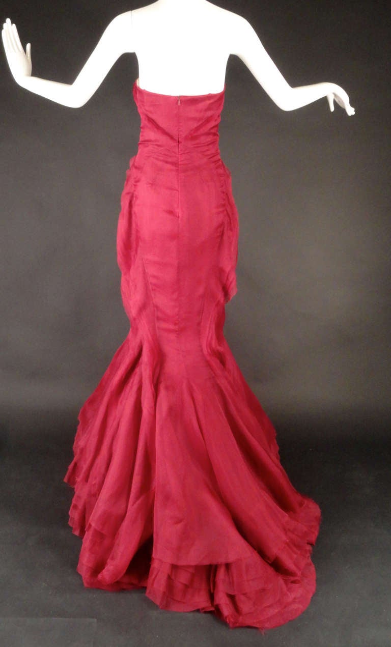 Resort 2013, Burgundy Chiffon ZAC POSEN Ball Gown 3