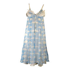 Vintage 1970s Courreges Cloud Print Chiffon Dress