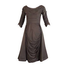 Retro CEIL CHAPMAN-1950s Black Silk Jersey Dress