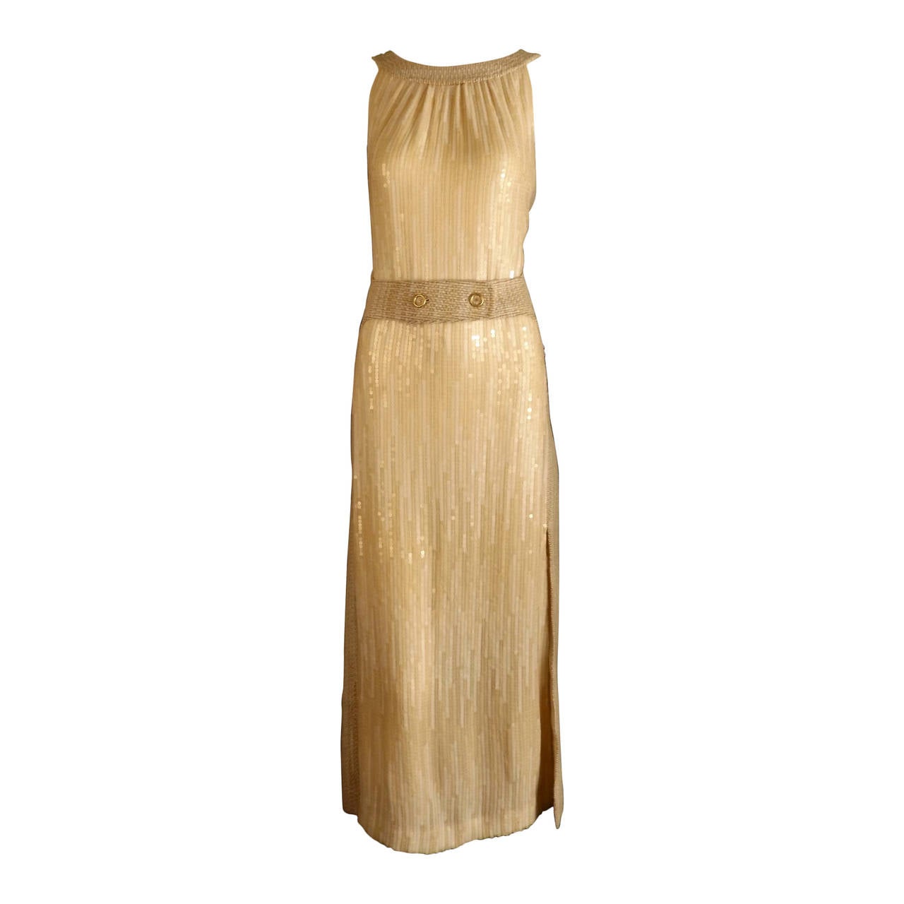 CHANEL-Fall 2001 Wool & Sequin Runway Evening Gown For Sale