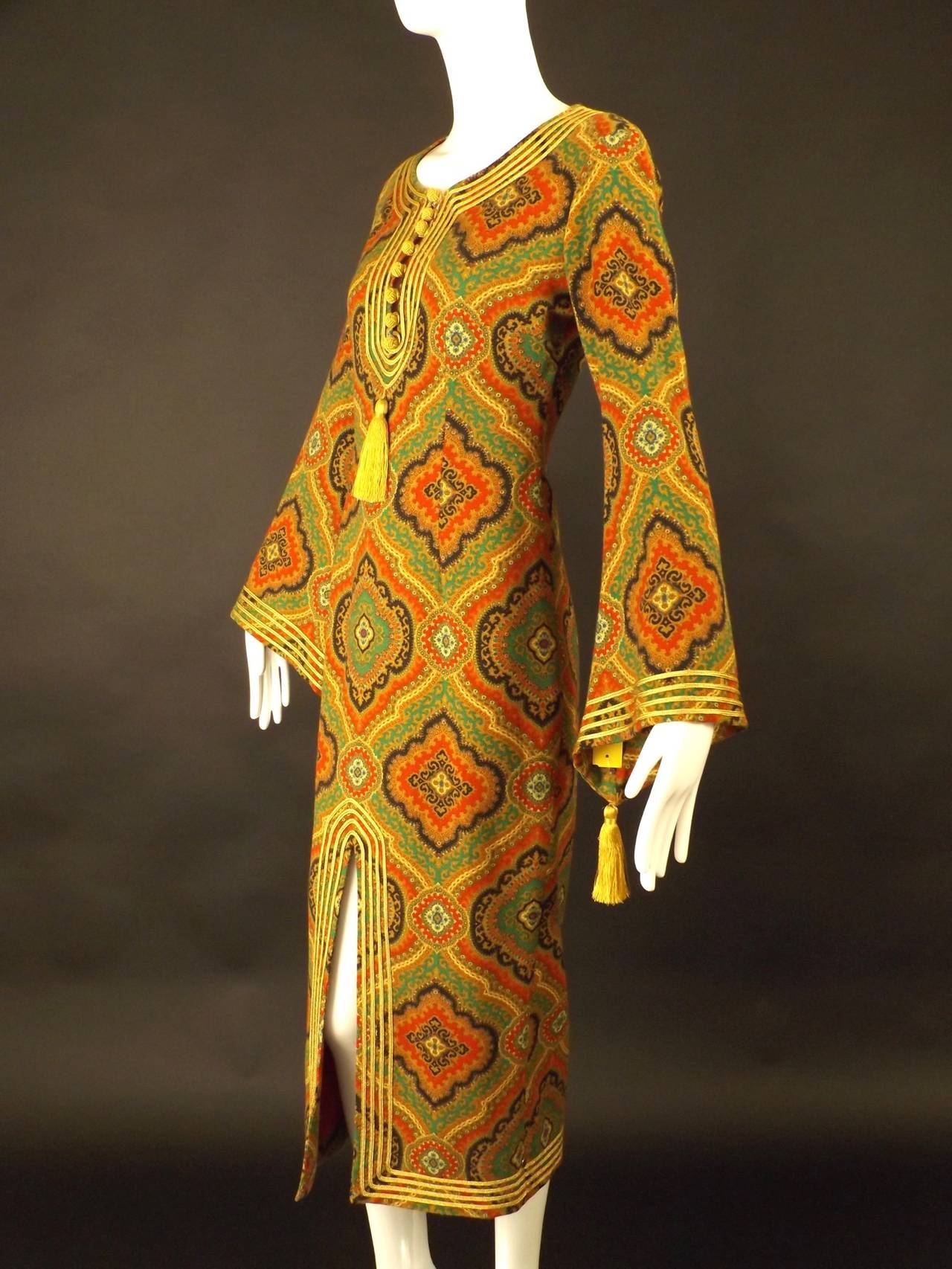1990s Moschino Couture Patterned Wool Dress In Excellent Condition In Dallas, TX