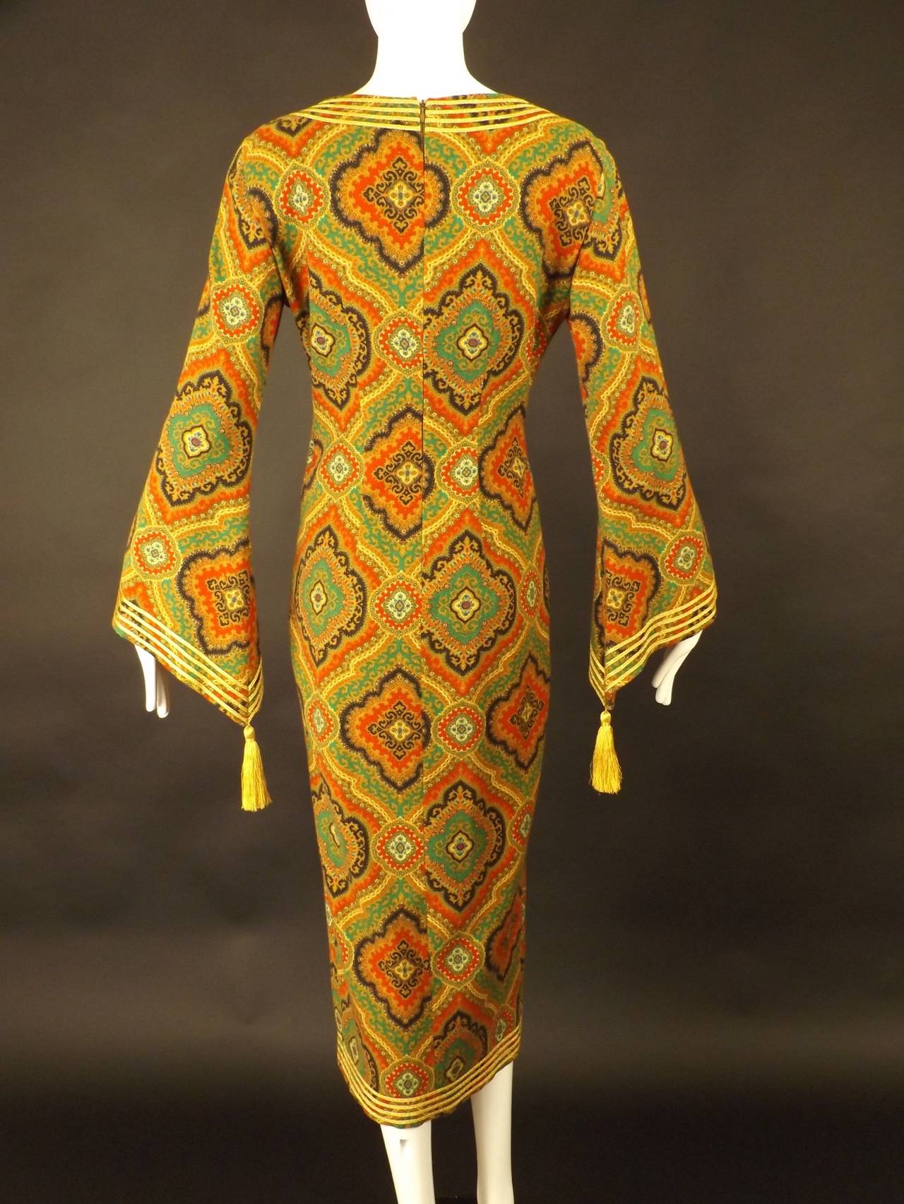 Women's 1990s Moschino Couture Patterned Wool Dress