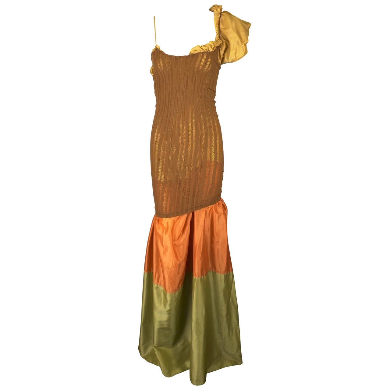 2001 Knit & Silk Jean Paul Gaultier Evening Dress For Sale