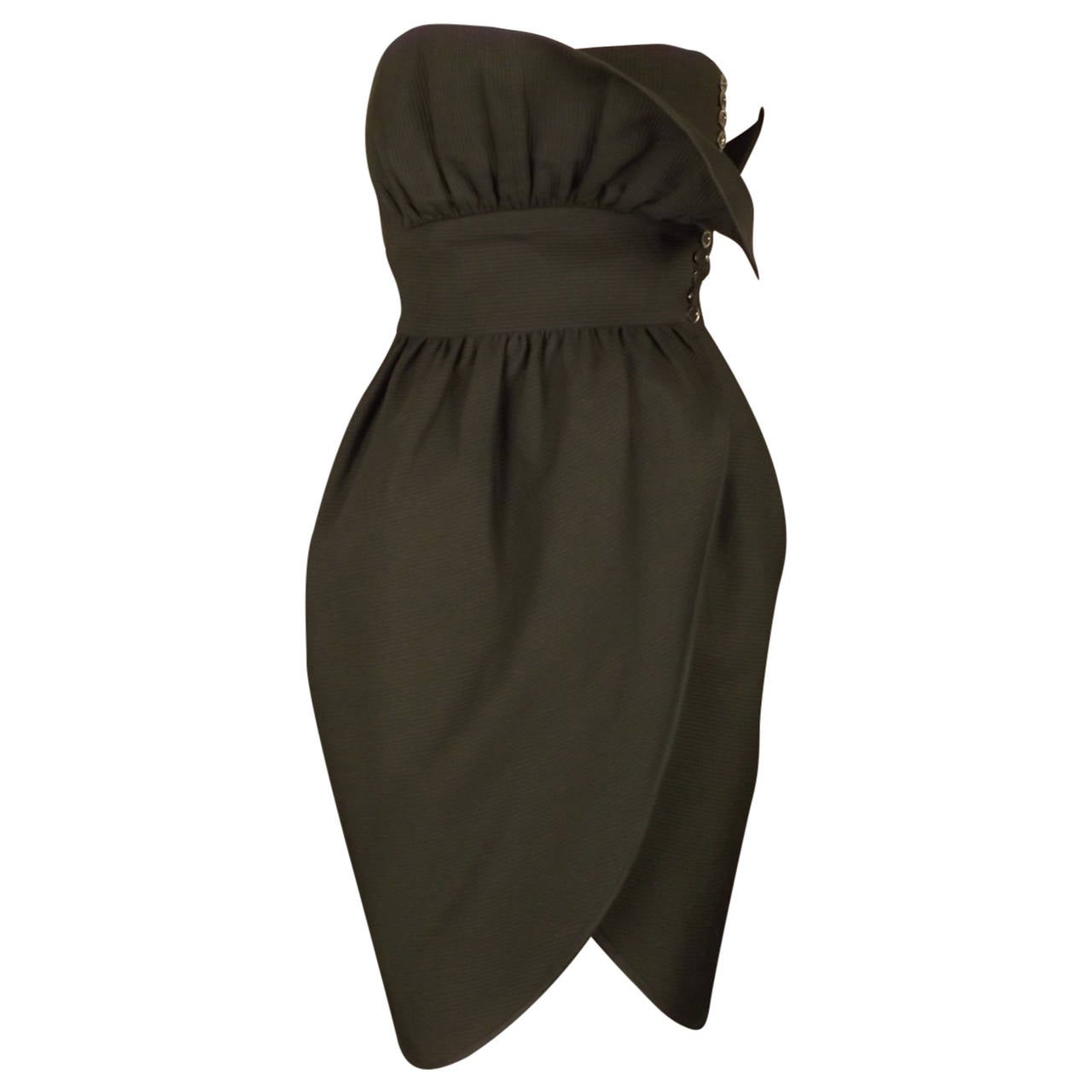 1990s Black Cotton Wrap Lanvin Dress For Sale