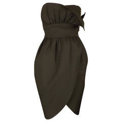 Vintage 1990s Black Cotton Wrap Lanvin Dress