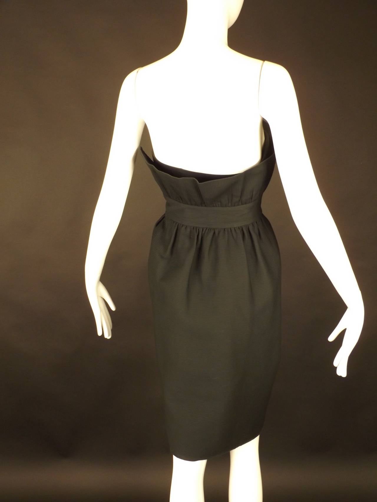 1990s Black Cotton Wrap Lanvin Dress For Sale 2