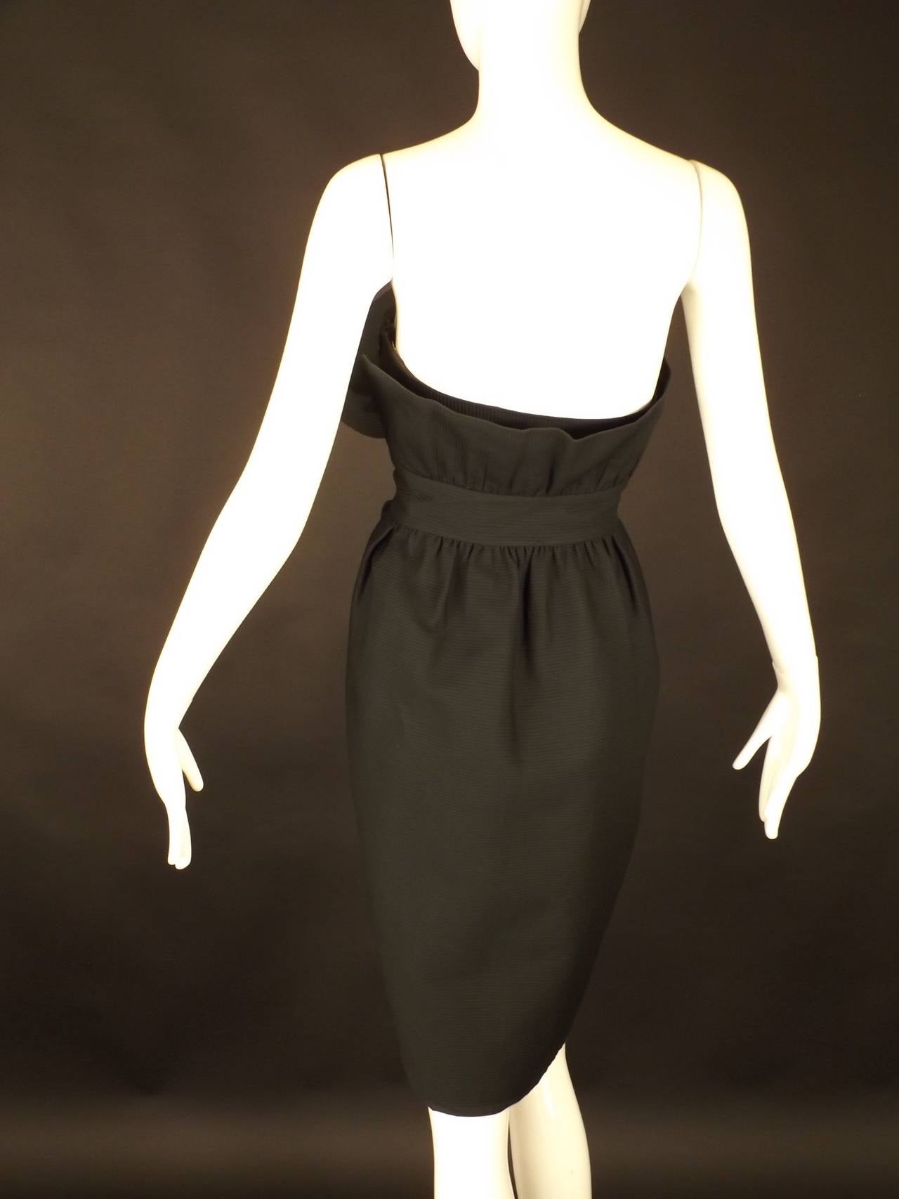 1990s Black Cotton Wrap Lanvin Dress For Sale 1