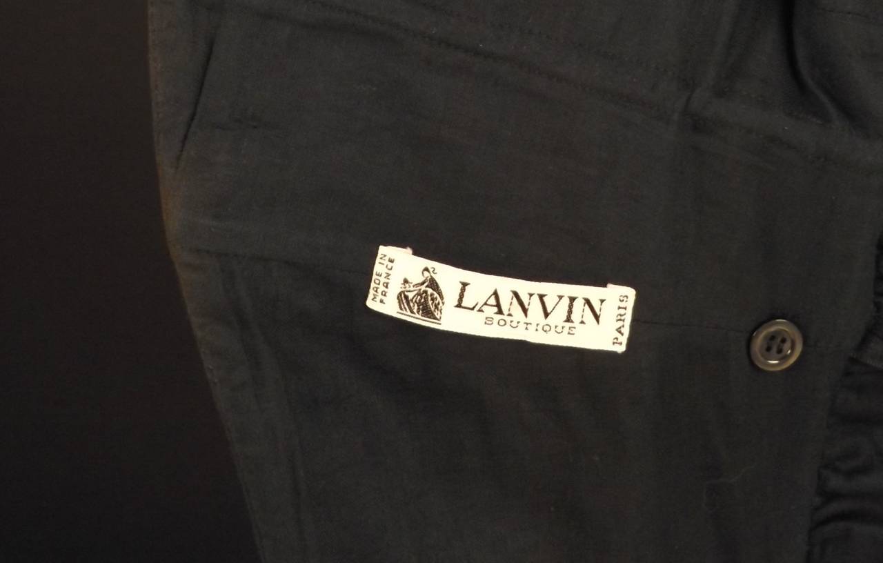 1990s Black Cotton Wrap Lanvin Dress For Sale 3