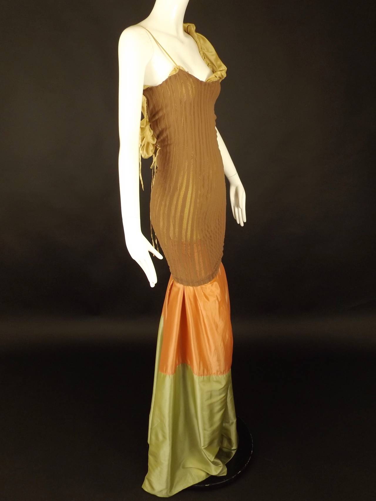 2001 Knit & Silk Jean Paul Gaultier Evening Dress In Excellent Condition For Sale In Dallas, TX