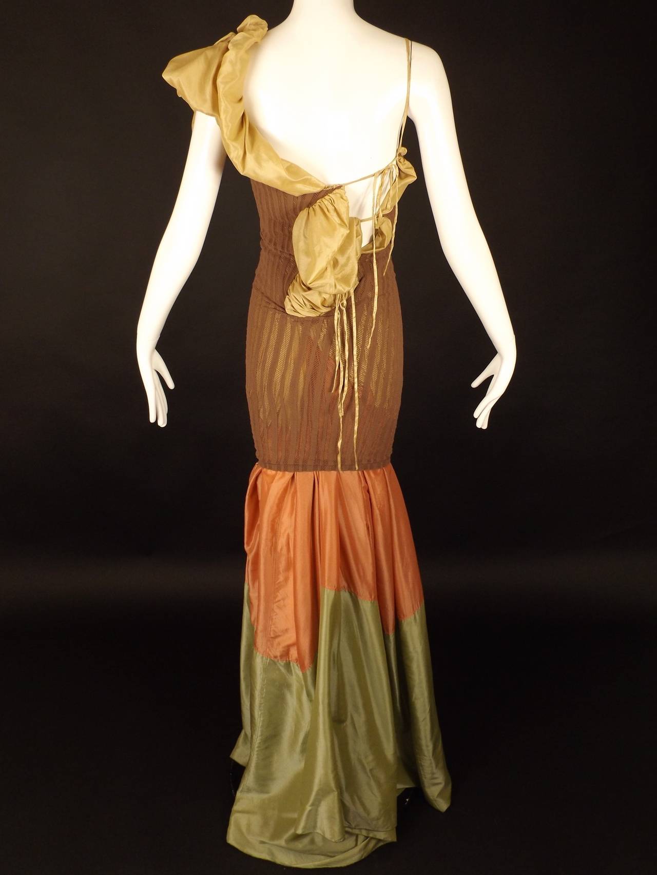 2001 Knit & Silk Jean Paul Gaultier Evening Dress For Sale 1