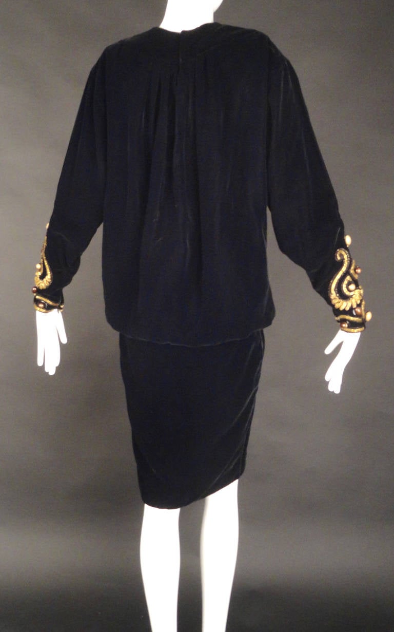1980s Haute Couture Beaded Velveteen Sac Dress by Givenchy 3
