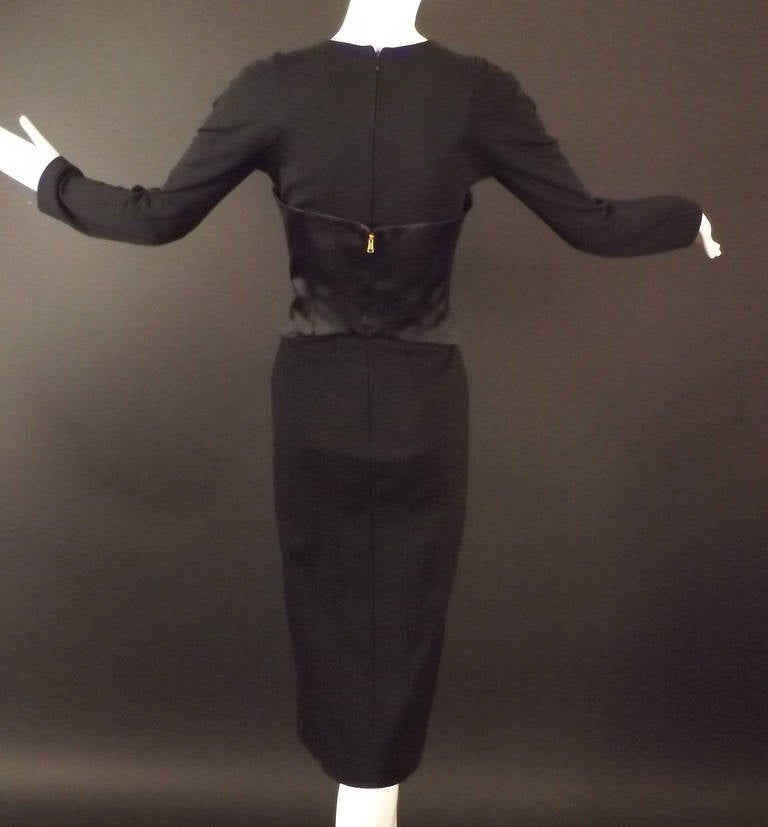 Spring, 2013 Black Knit & Silk Tom Ford Girdle Dress 1