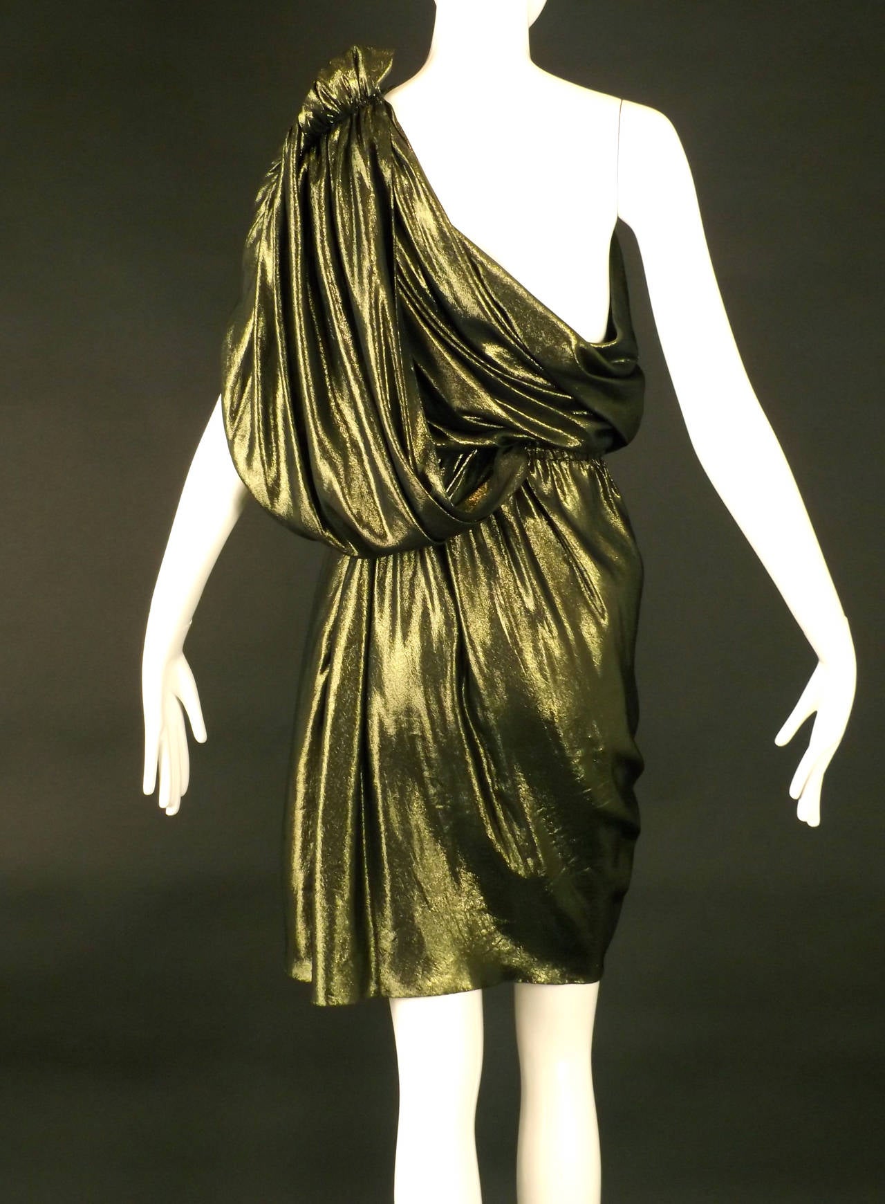Women's Summer, 2010 Lanvin Green & Gold Grecian Drape Dress