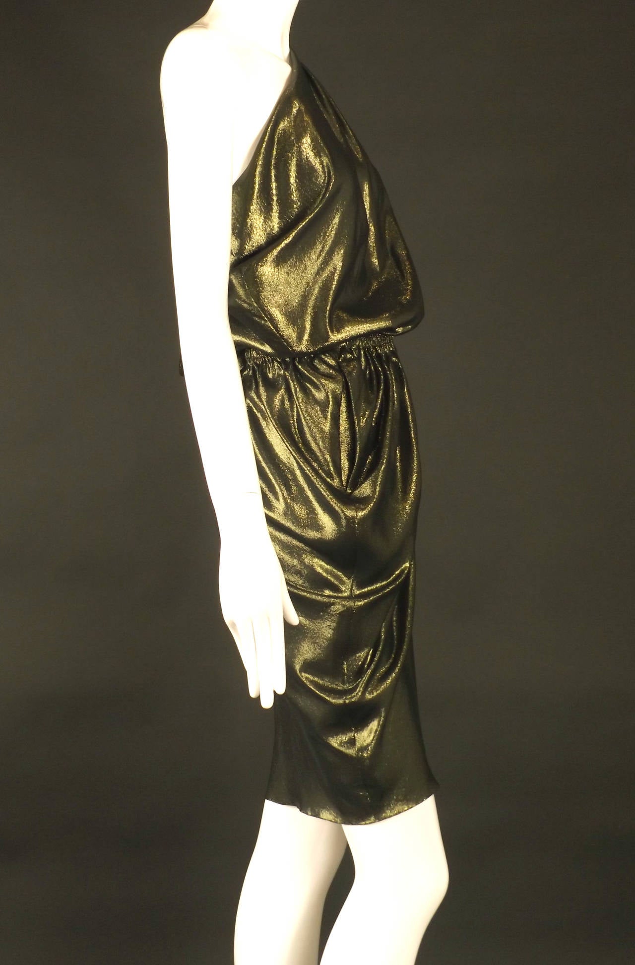 Summer, 2010 Lanvin Green & Gold Grecian Drape Dress 1