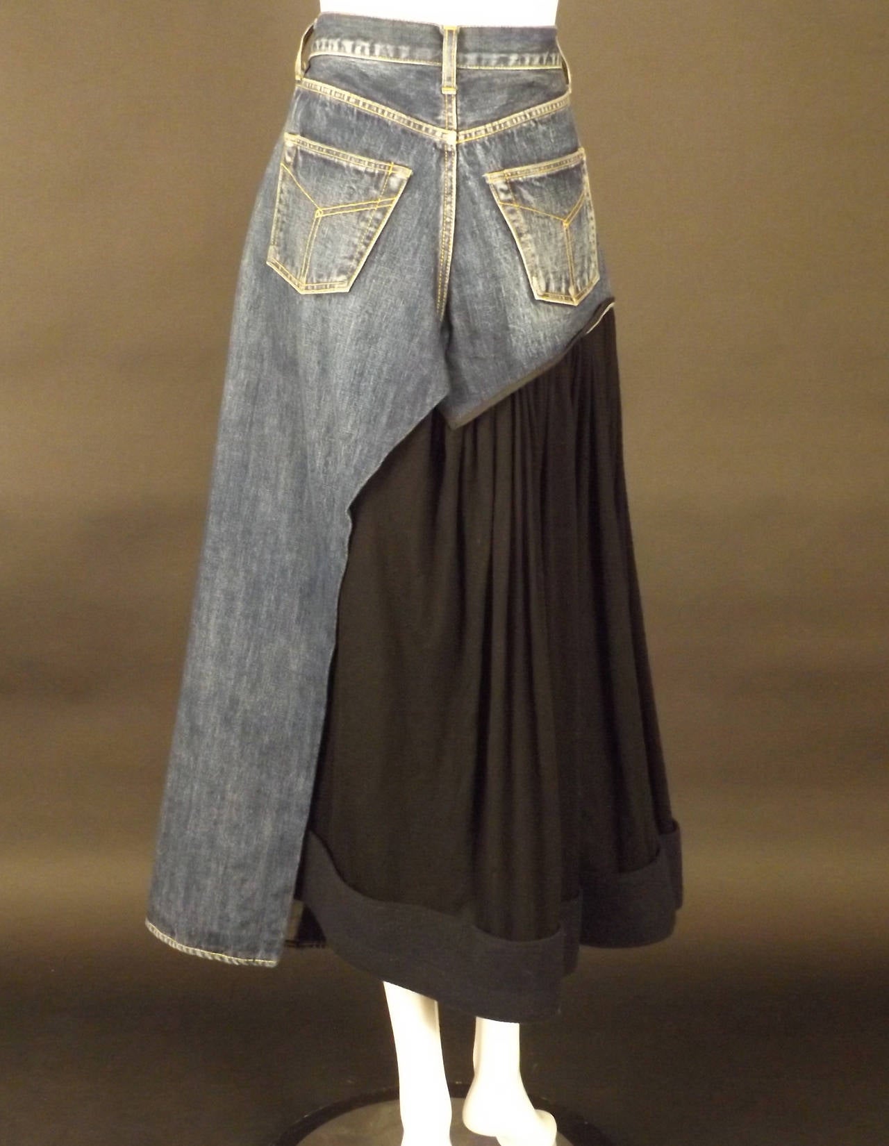 Women's 2002 Yohji Yamamoto Denim & Wool Jean Skirt