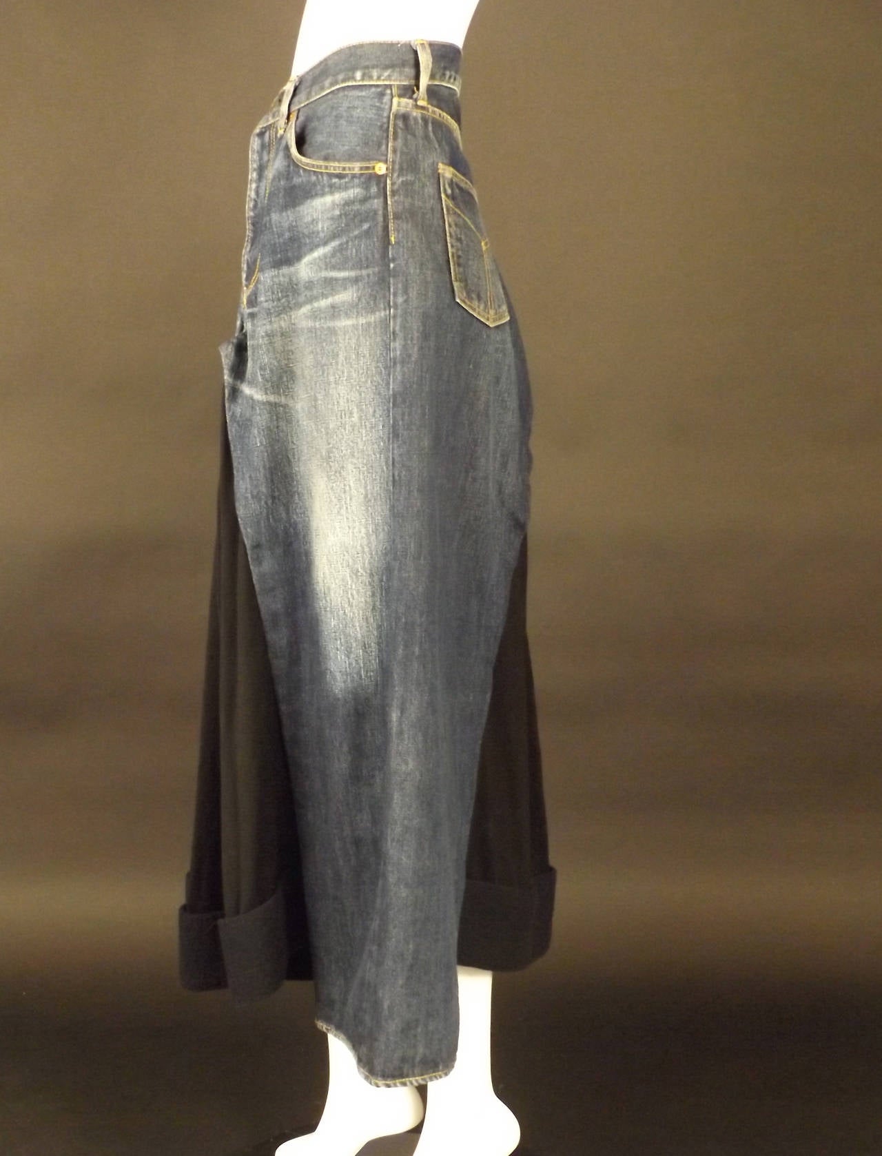 2002 Yohji Yamamoto Denim & Wool Jean Skirt 1