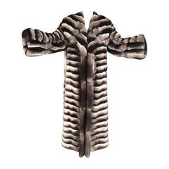 Used Luxurious Full Length Chinchilla Fur Coat, Size-14