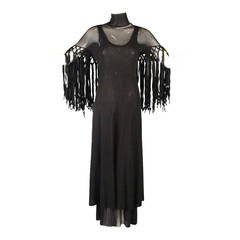 Jean Paul Gualtier 2pc Black Fringe Knit Dress